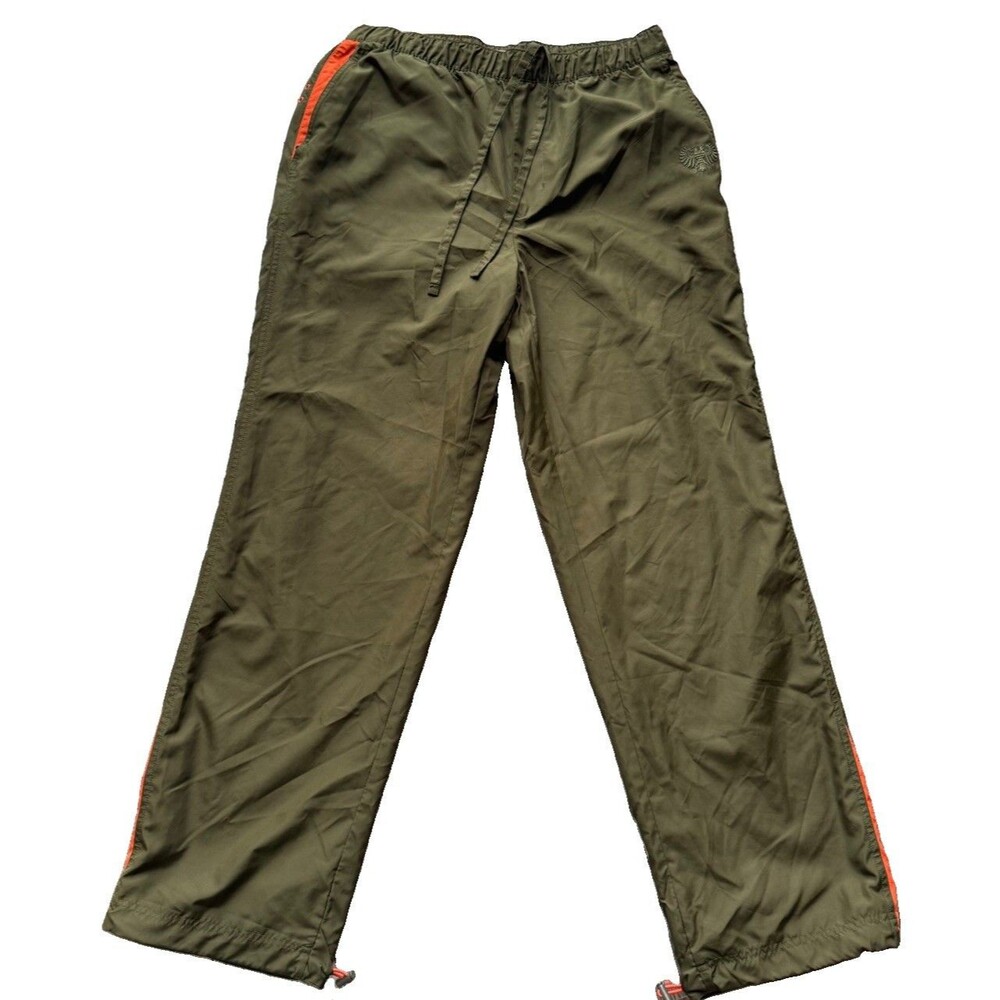 Vintage 2006 Old Navy Track Pants Men M Green Orange Y2K Windbreaker Retro